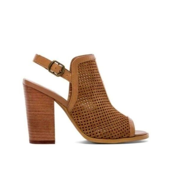 Kelsi Dagger Brooklyn Shoes - Kelsi Dagger Brooklyn Goya Perforated Suede Block Heels Brown Size 8